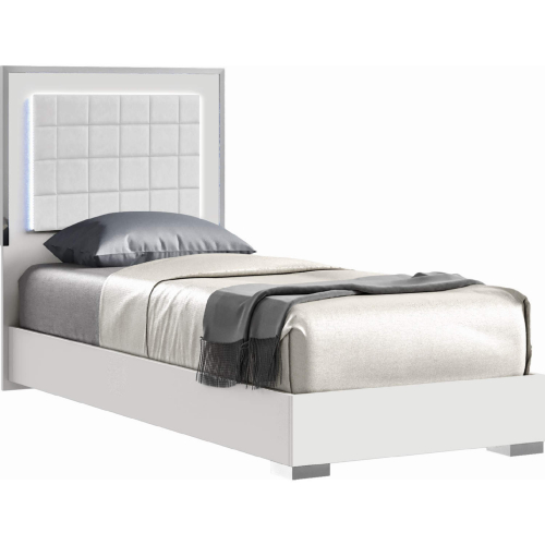 Alice Full Bed in White Finish & Chrome